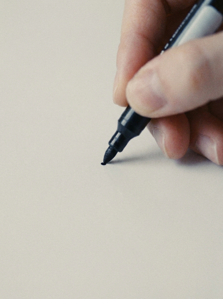 ホワイトボードに書き始める手元